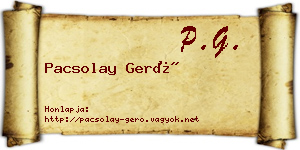 Pacsolay Gerő névjegykártya